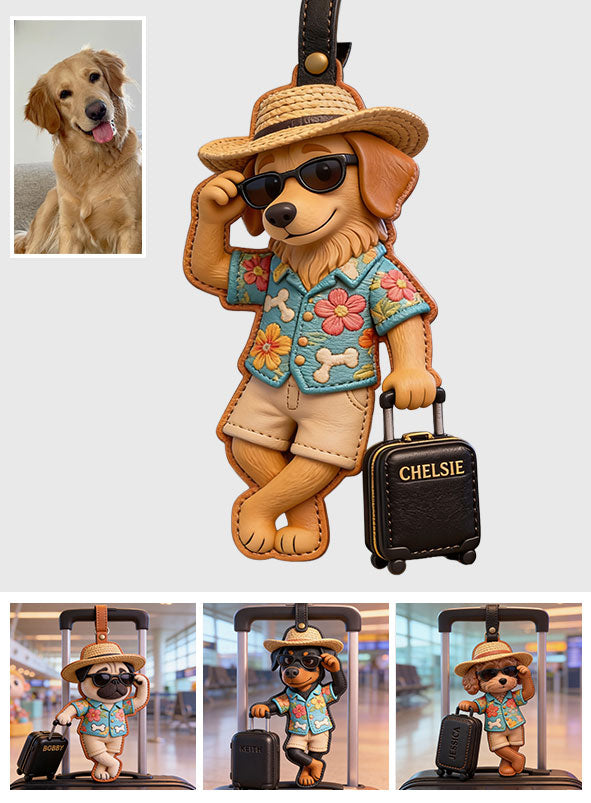 Voyagez avec vos animaux - Étiquette de bagage personnalisée pour chien