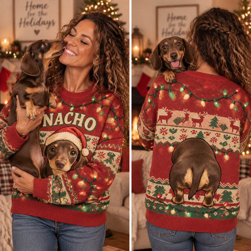 Chien de Noël Mignon - Pull Moche Personnalisé