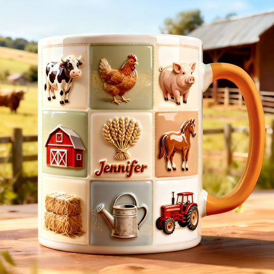 Vie à la ferme - Mug décoratif personnalisé avec agitateurs en acrylique