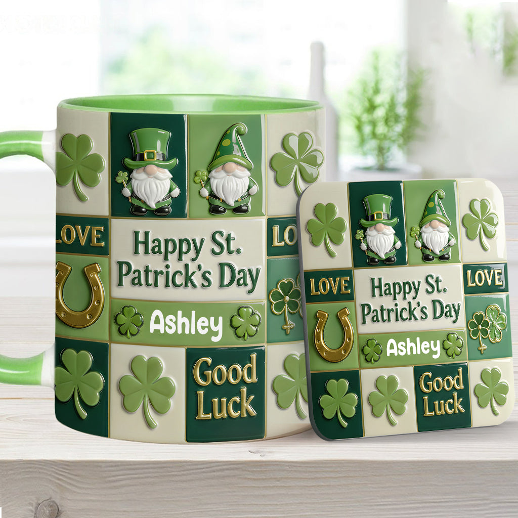 Bonne fête de la Saint-Patrick ! Mug et sous-verre personnalisés avec accent irlandais