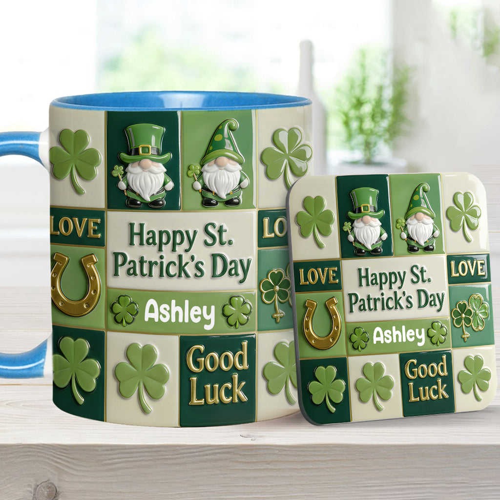 Bonne fête de la Saint-Patrick ! Mug et sous-verre personnalisés avec accent irlandais