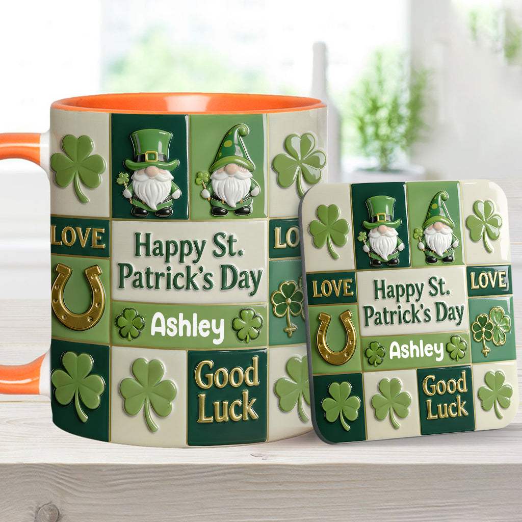 Bonne fête de la Saint-Patrick ! Mug et sous-verre personnalisés avec accent irlandais