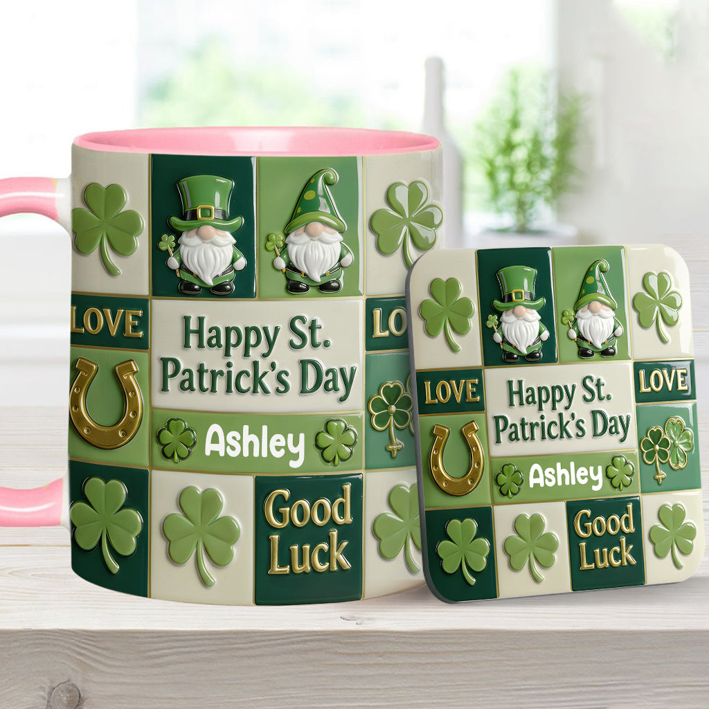 Bonne fête de la Saint-Patrick ! Mug et sous-verre personnalisés avec accent irlandais