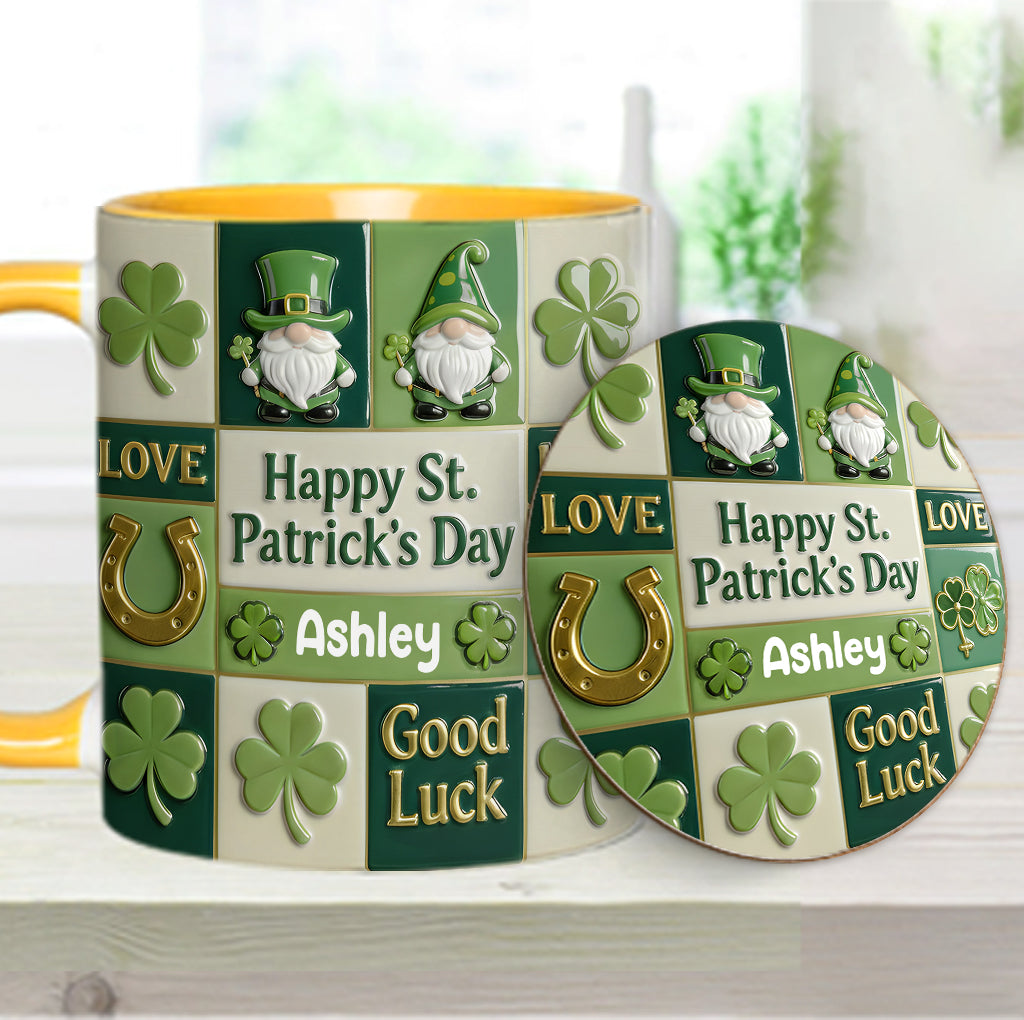 Bonne fête de la Saint-Patrick ! Mug et sous-verre personnalisés avec accent irlandais