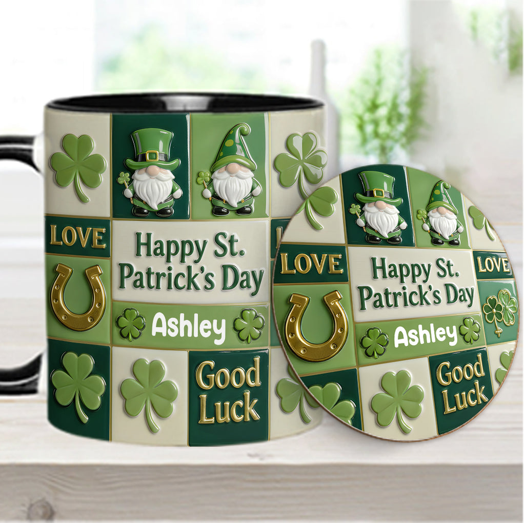 Bonne fête de la Saint-Patrick ! Mug et sous-verre personnalisés avec accent irlandais