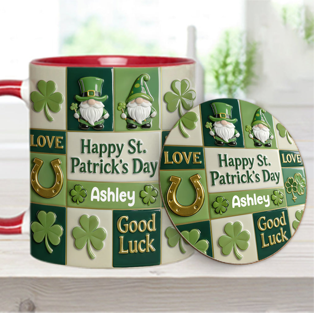 Bonne fête de la Saint-Patrick ! Mug et sous-verre personnalisés avec accent irlandais