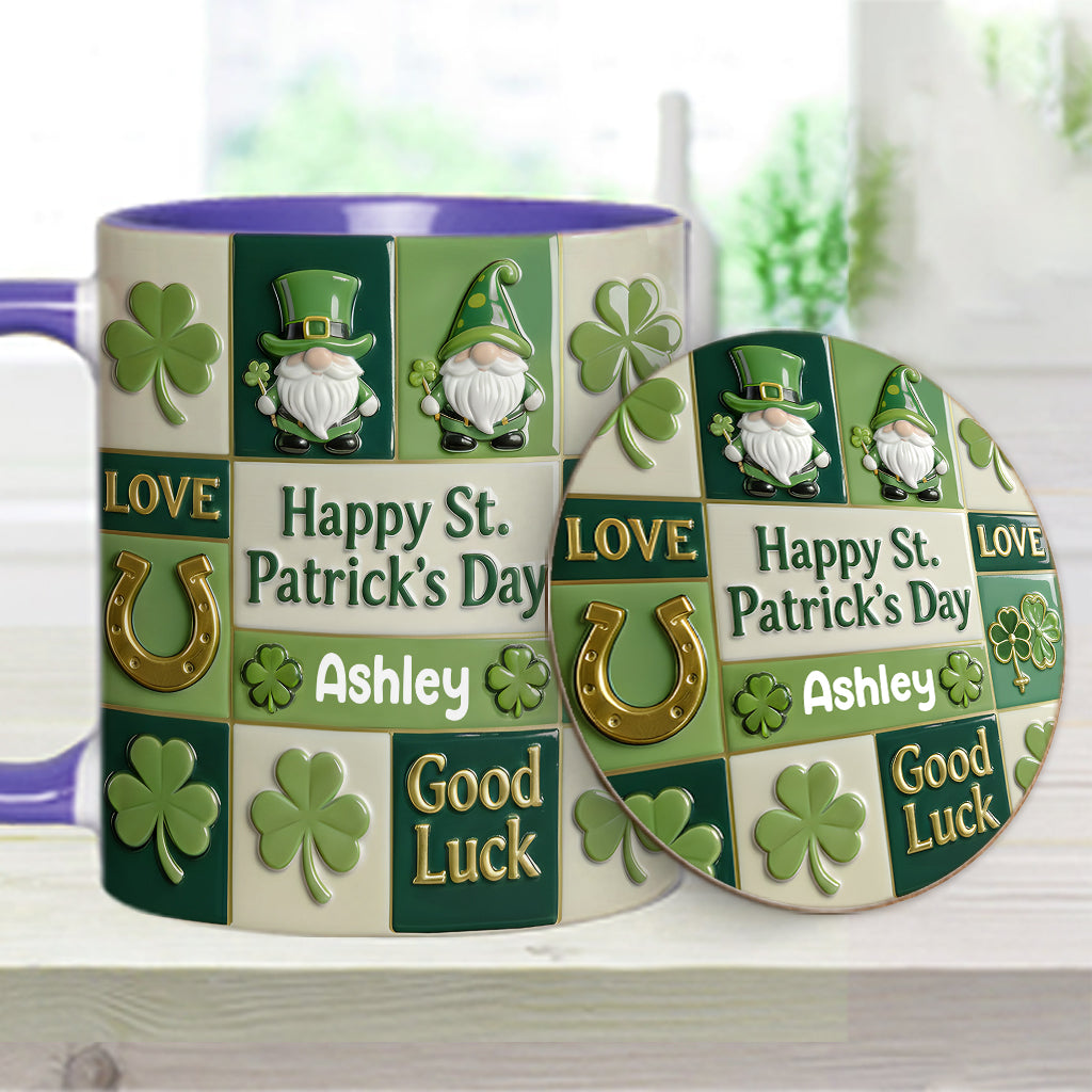 Bonne fête de la Saint-Patrick ! Mug et sous-verre personnalisés avec accent irlandais