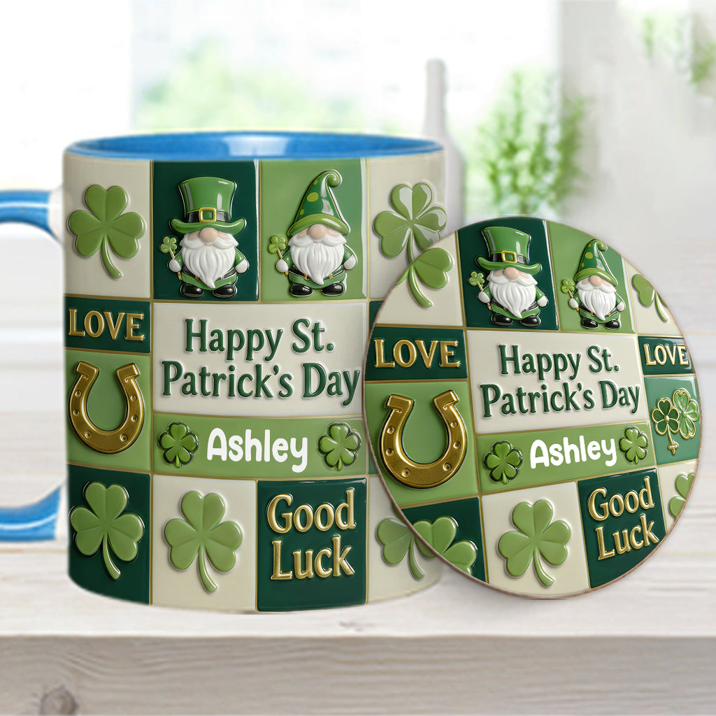 Bonne fête de la Saint-Patrick ! Mug et sous-verre personnalisés avec accent irlandais