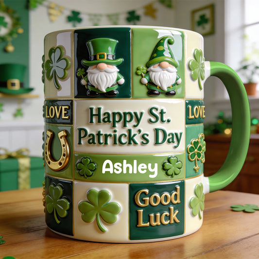 Bonne fête de la Saint-Patrick ! Mug et sous-verre personnalisés avec accent irlandais