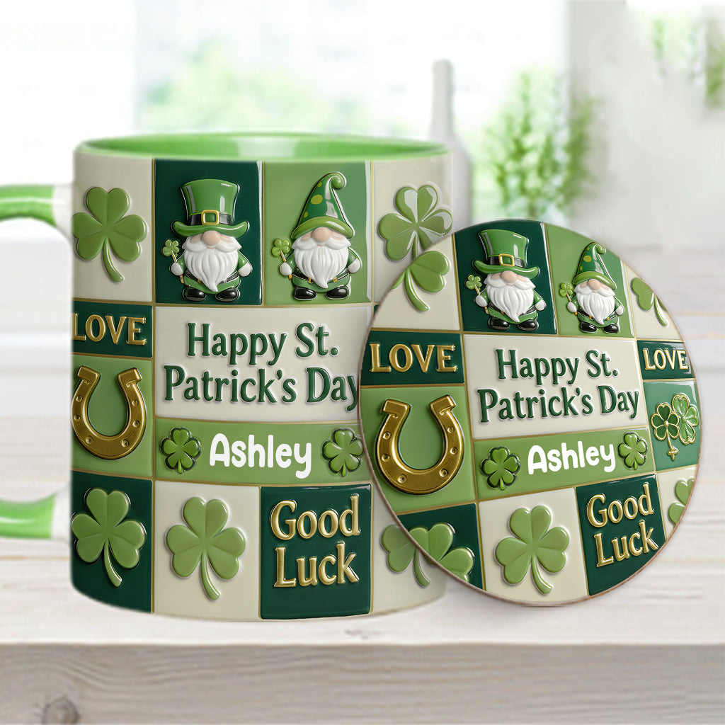 Bonne fête de la Saint-Patrick ! Mug et sous-verre personnalisés avec accent irlandais