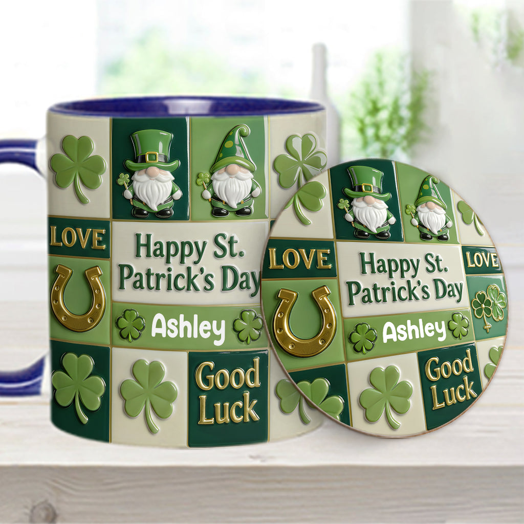 Bonne fête de la Saint-Patrick ! Mug et sous-verre personnalisés avec accent irlandais