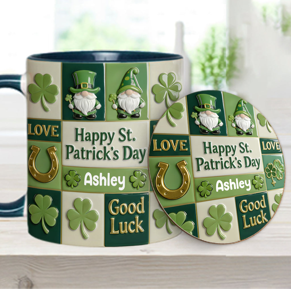 Bonne fête de la Saint-Patrick ! Mug et sous-verre personnalisés avec accent irlandais
