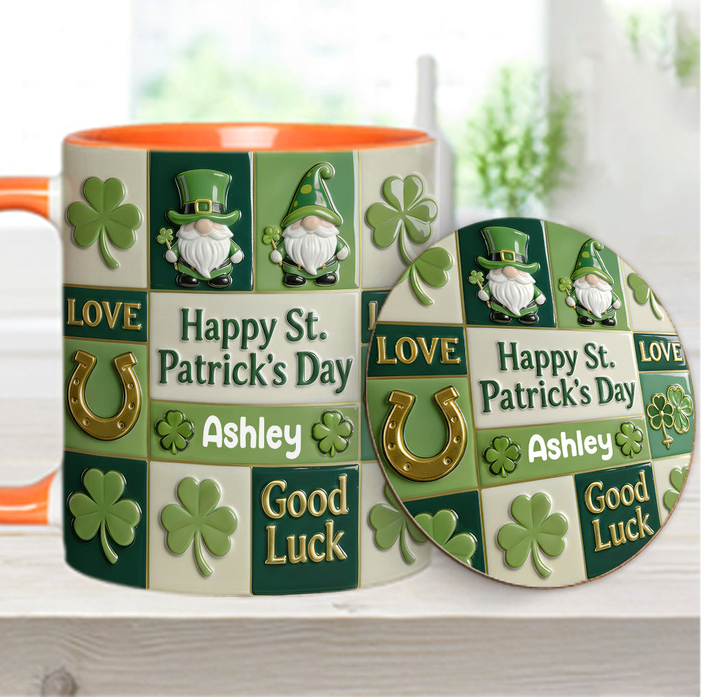 Bonne fête de la Saint-Patrick ! Mug et sous-verre personnalisés avec accent irlandais