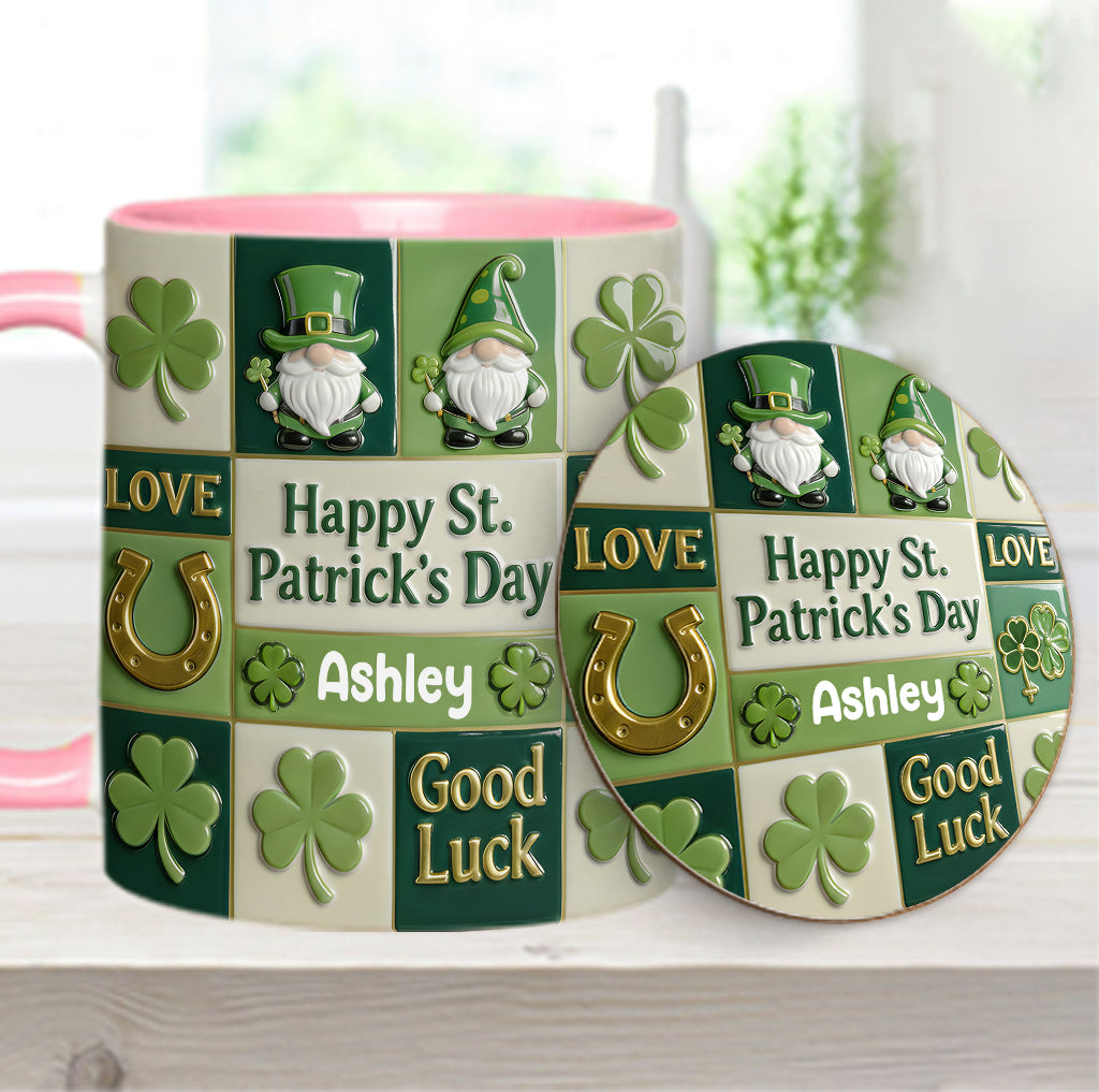 Bonne fête de la Saint-Patrick ! Mug et sous-verre personnalisés avec accent irlandais