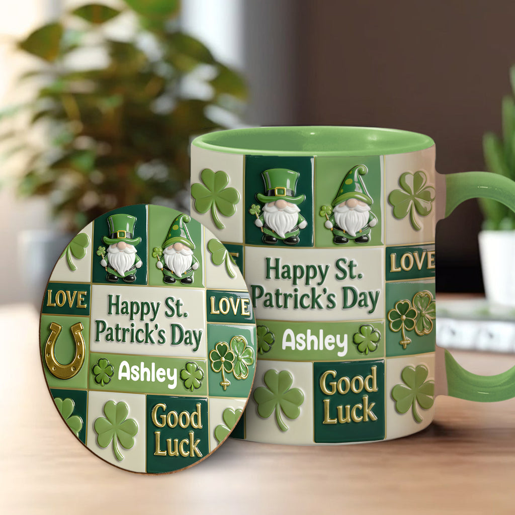 Bonne fête de la Saint-Patrick ! Mug et sous-verre personnalisés avec accent irlandais