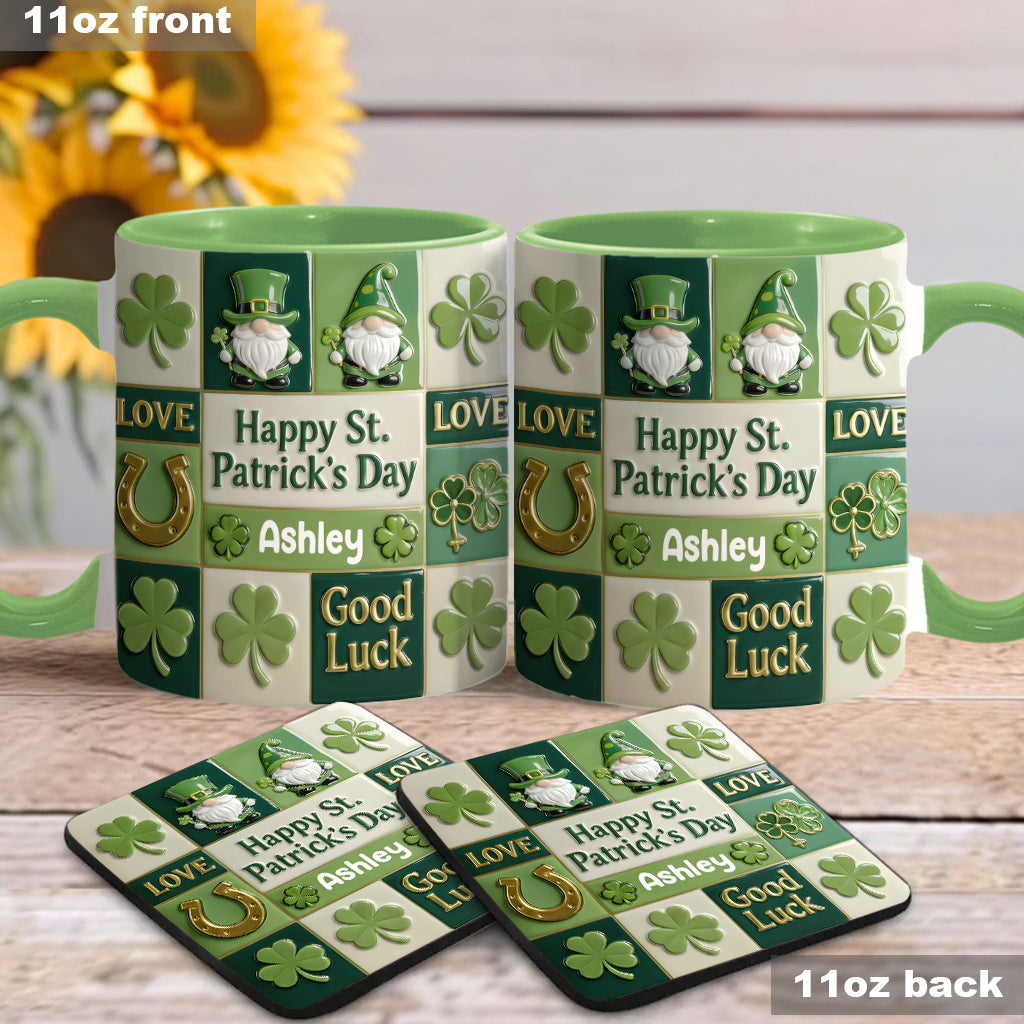 Bonne fête de la Saint-Patrick ! Mug et sous-verre personnalisés avec accent irlandais