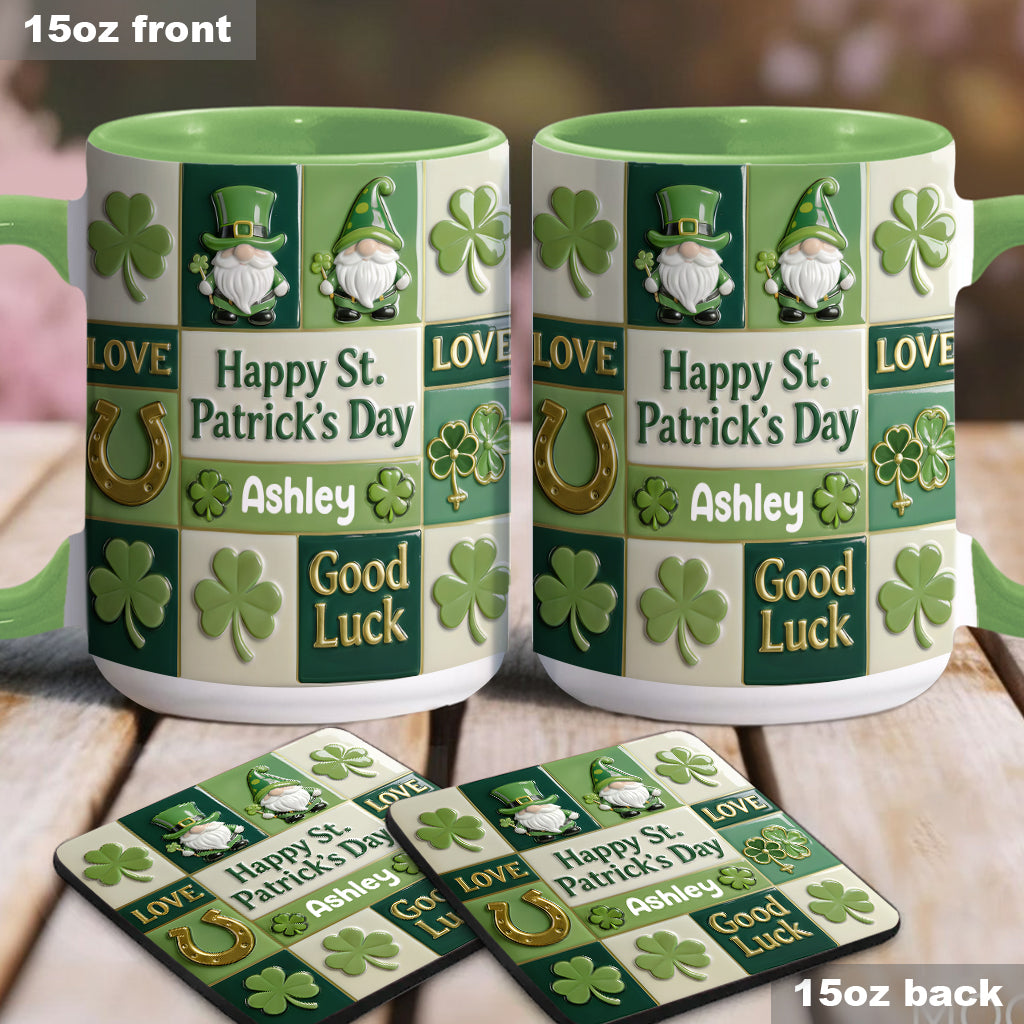 Bonne fête de la Saint-Patrick ! Mug et sous-verre personnalisés avec accent irlandais