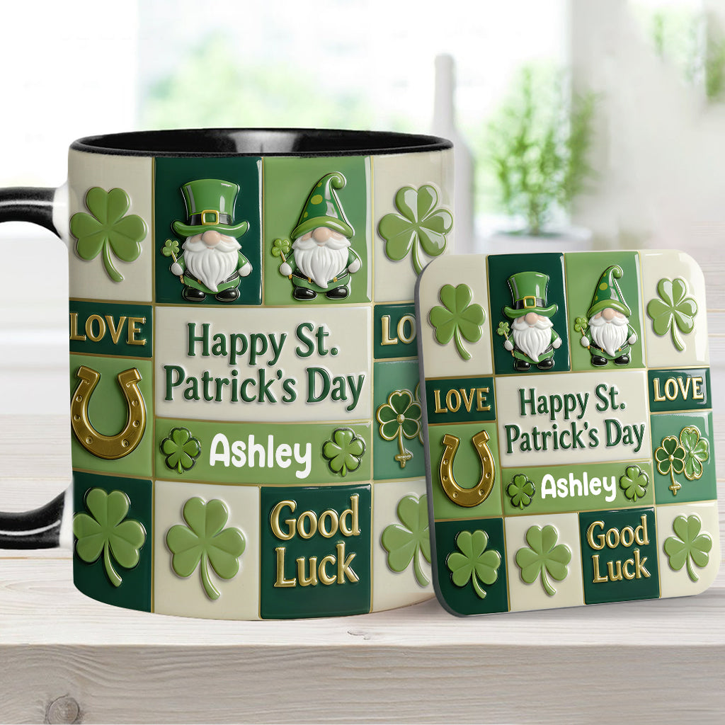 Bonne fête de la Saint-Patrick ! Mug et sous-verre personnalisés avec accent irlandais
