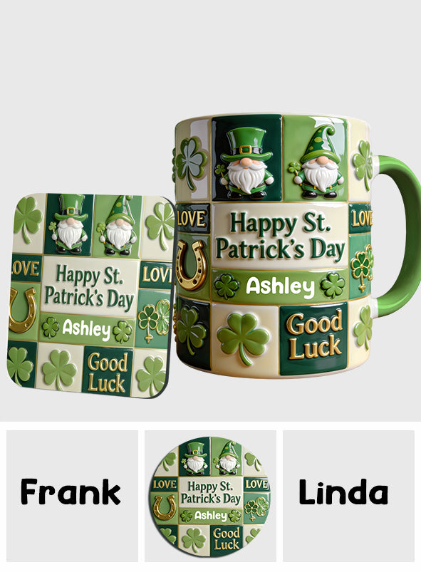 Bonne fête de la Saint-Patrick ! Mug et sous-verre personnalisés avec accent irlandais