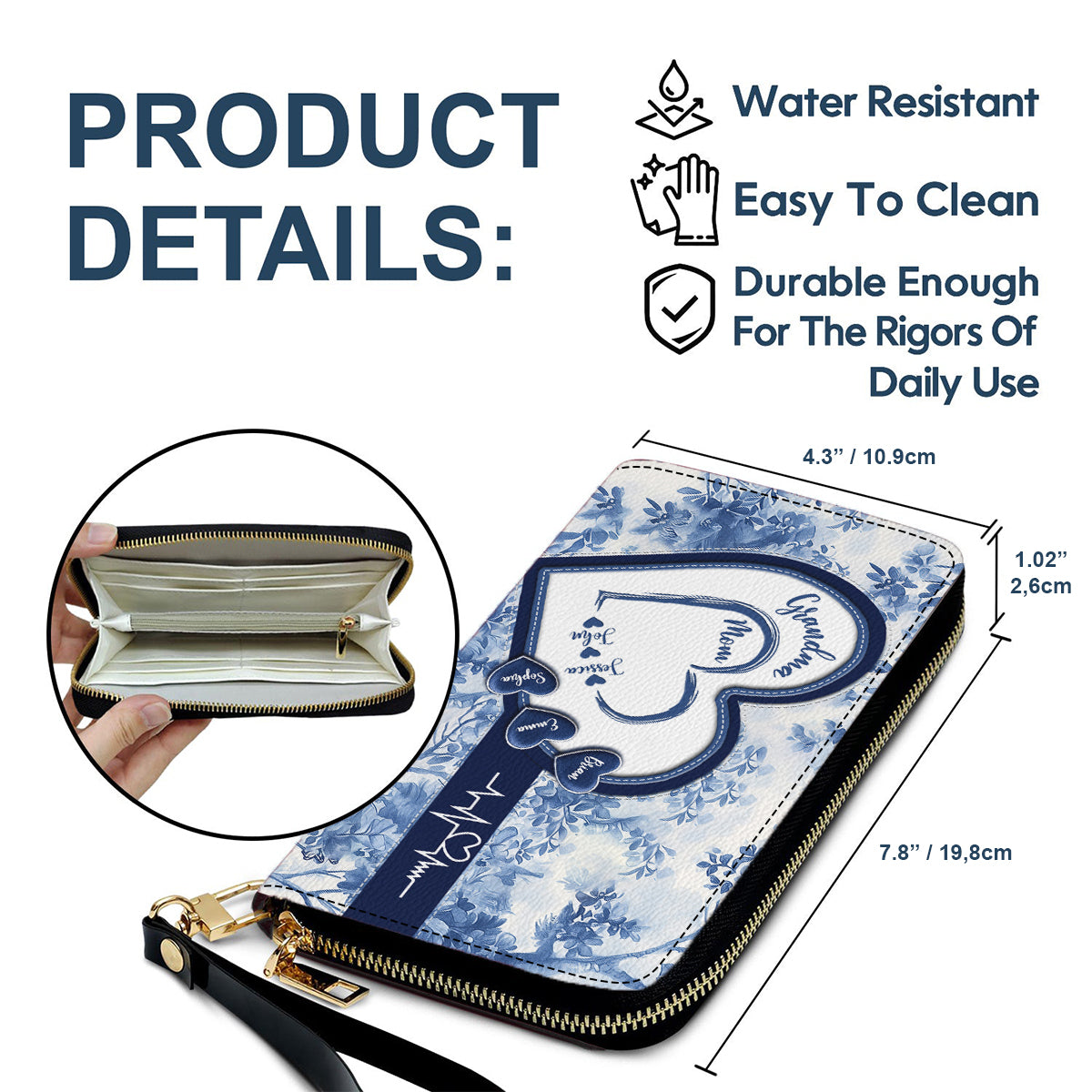 First Mom Now Grandma - Personalized Grandma Leather Long Wallet