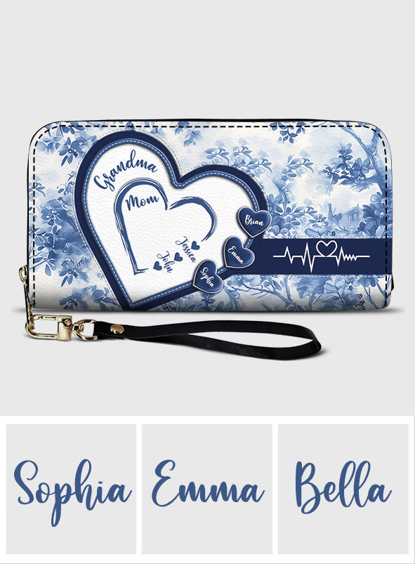 First Mom Now Grandma - Personalized Grandma Leather Long Wallet