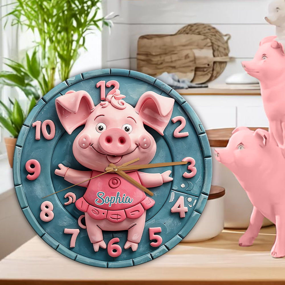 Horloge murale personnalisée pour amoureux des cochons - Adorables cochons