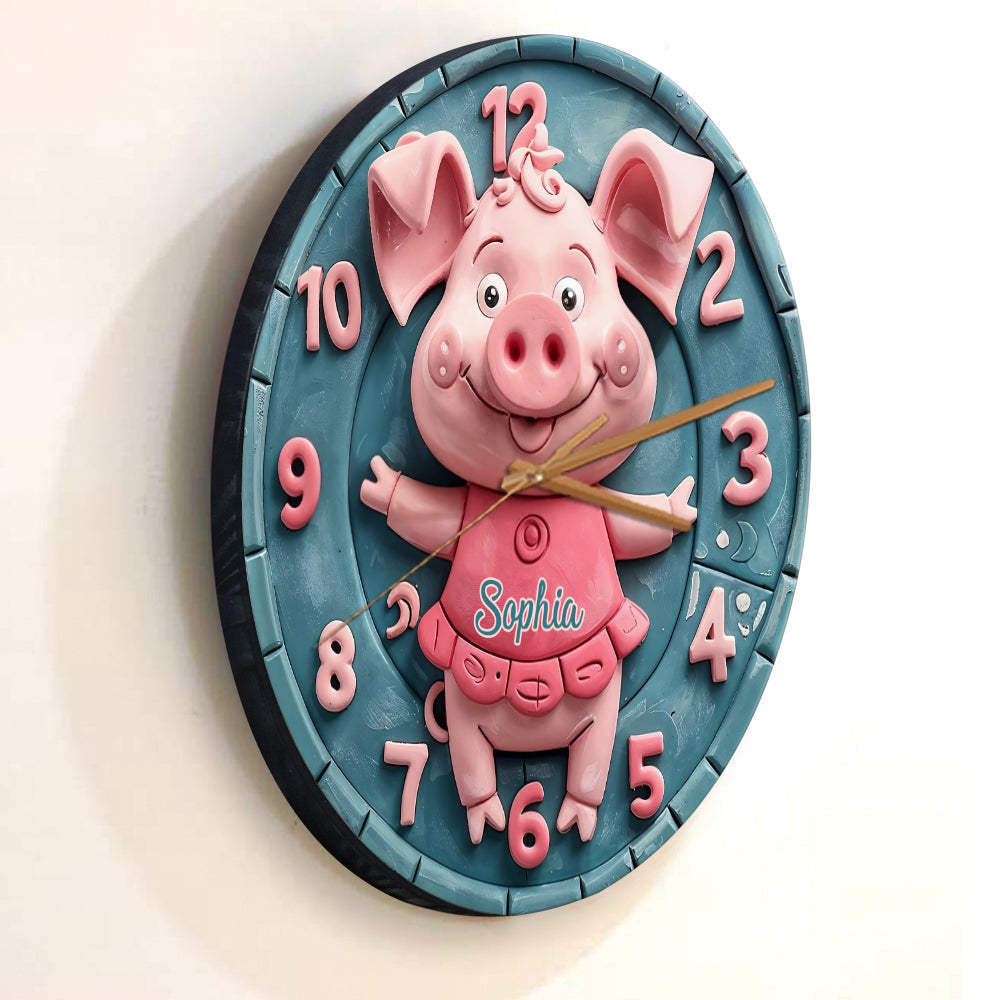 Horloge murale personnalisée pour amoureux des cochons - Adorables cochons