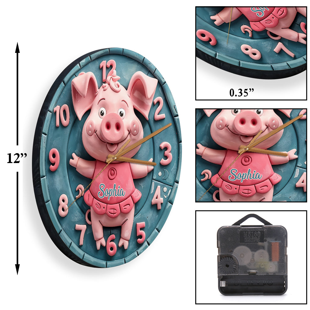 Horloge murale personnalisée pour amoureux des cochons - Adorables cochons