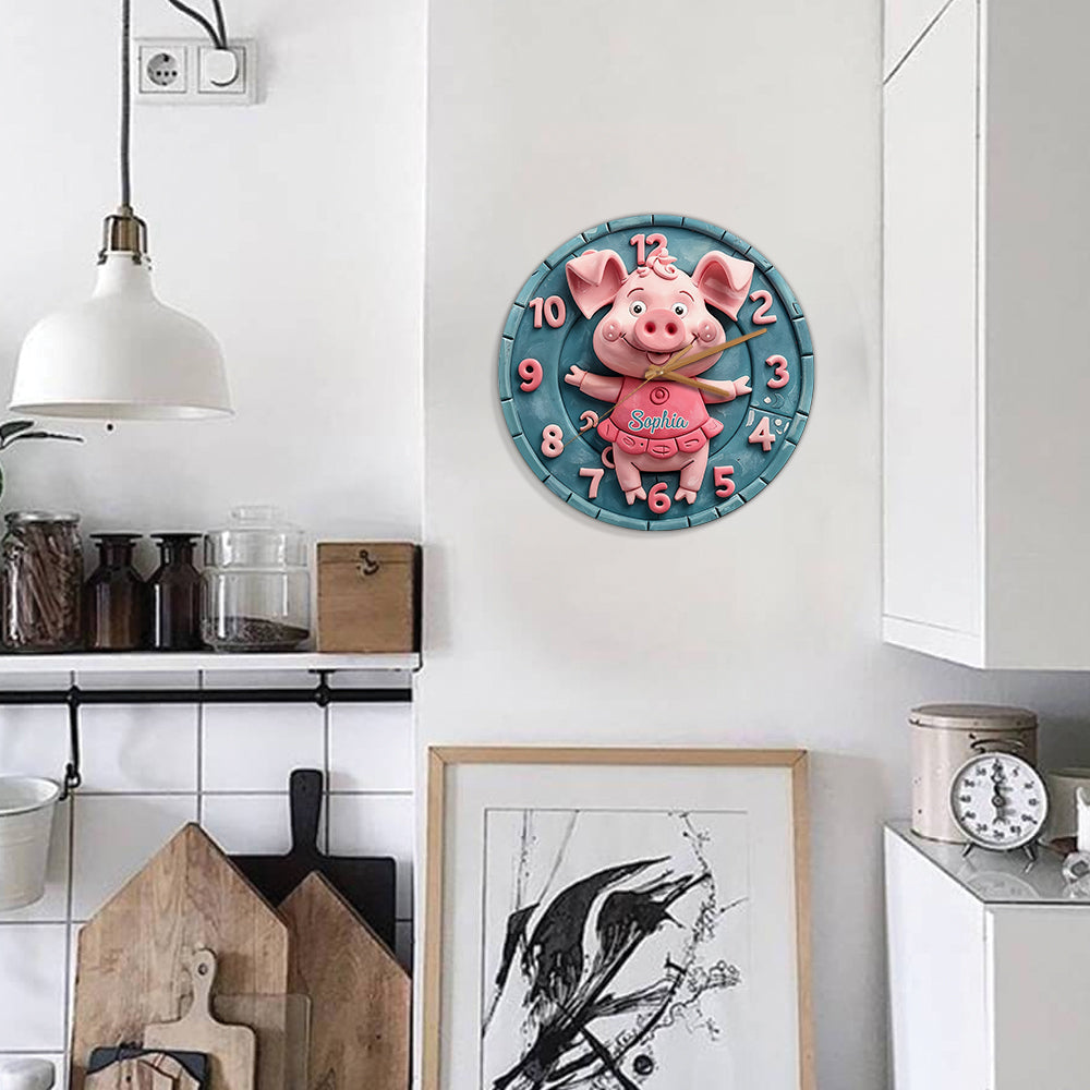 Horloge murale personnalisée pour amoureux des cochons - Adorables cochons