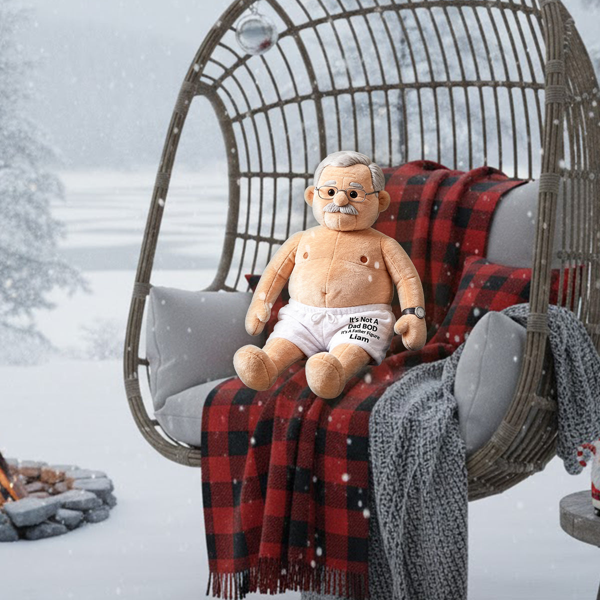 Coussin en Fausse Fourrure Personnalisé - Papa Amusant