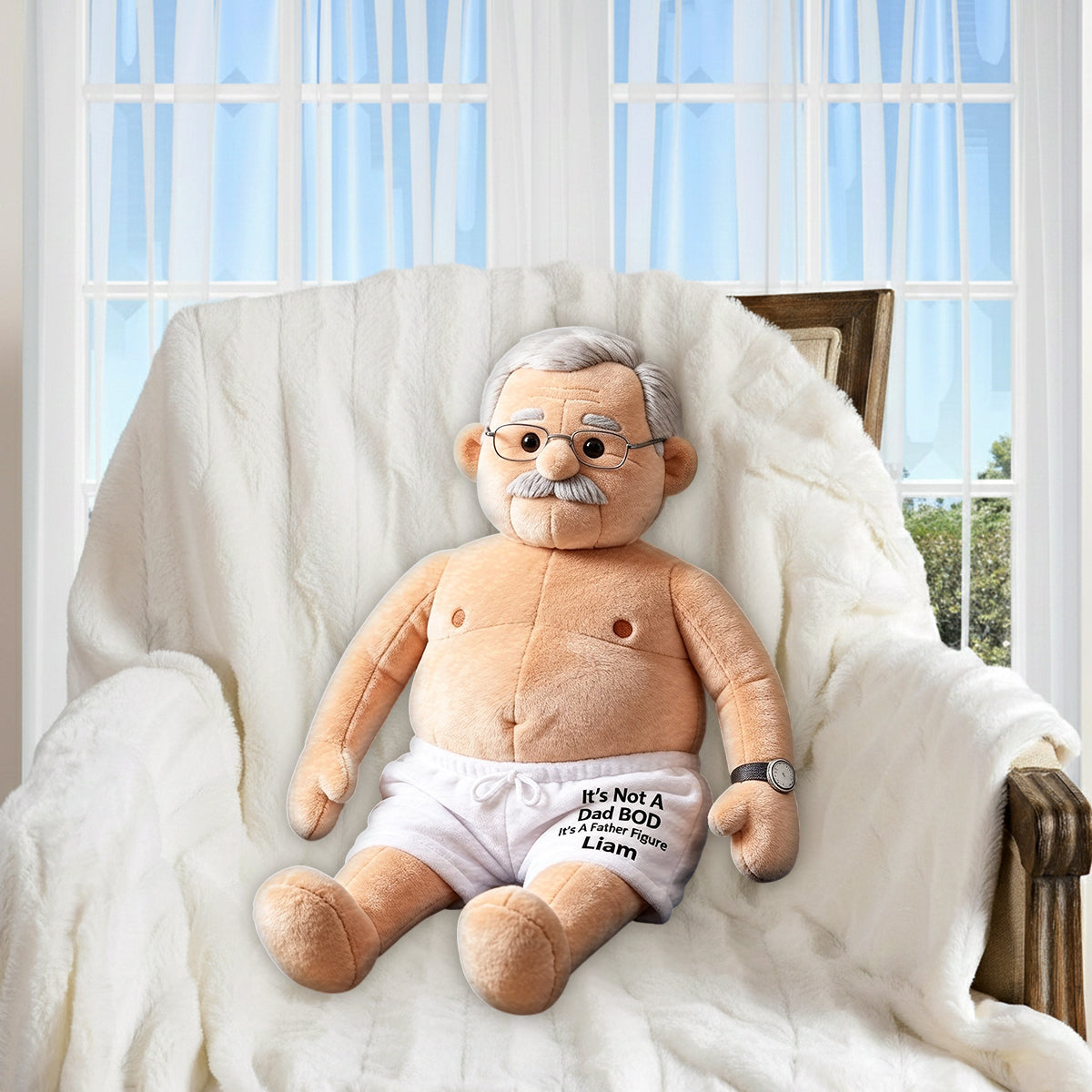 Coussin en Fausse Fourrure Personnalisé - Papa Amusant