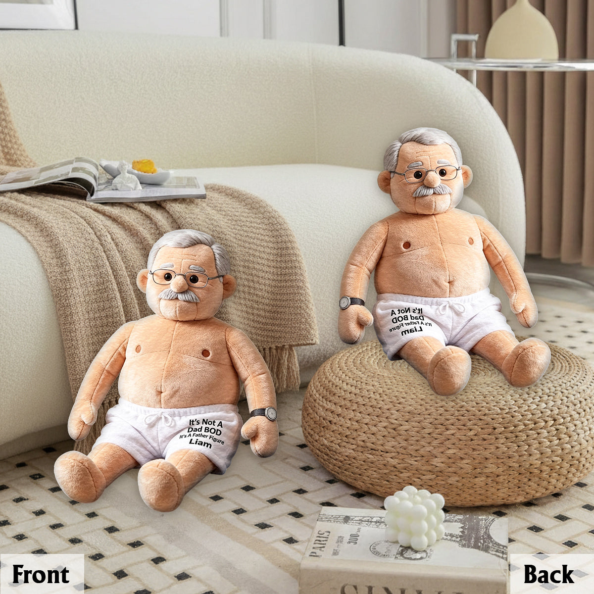 Coussin en Fausse Fourrure Personnalisé - Papa Amusant
