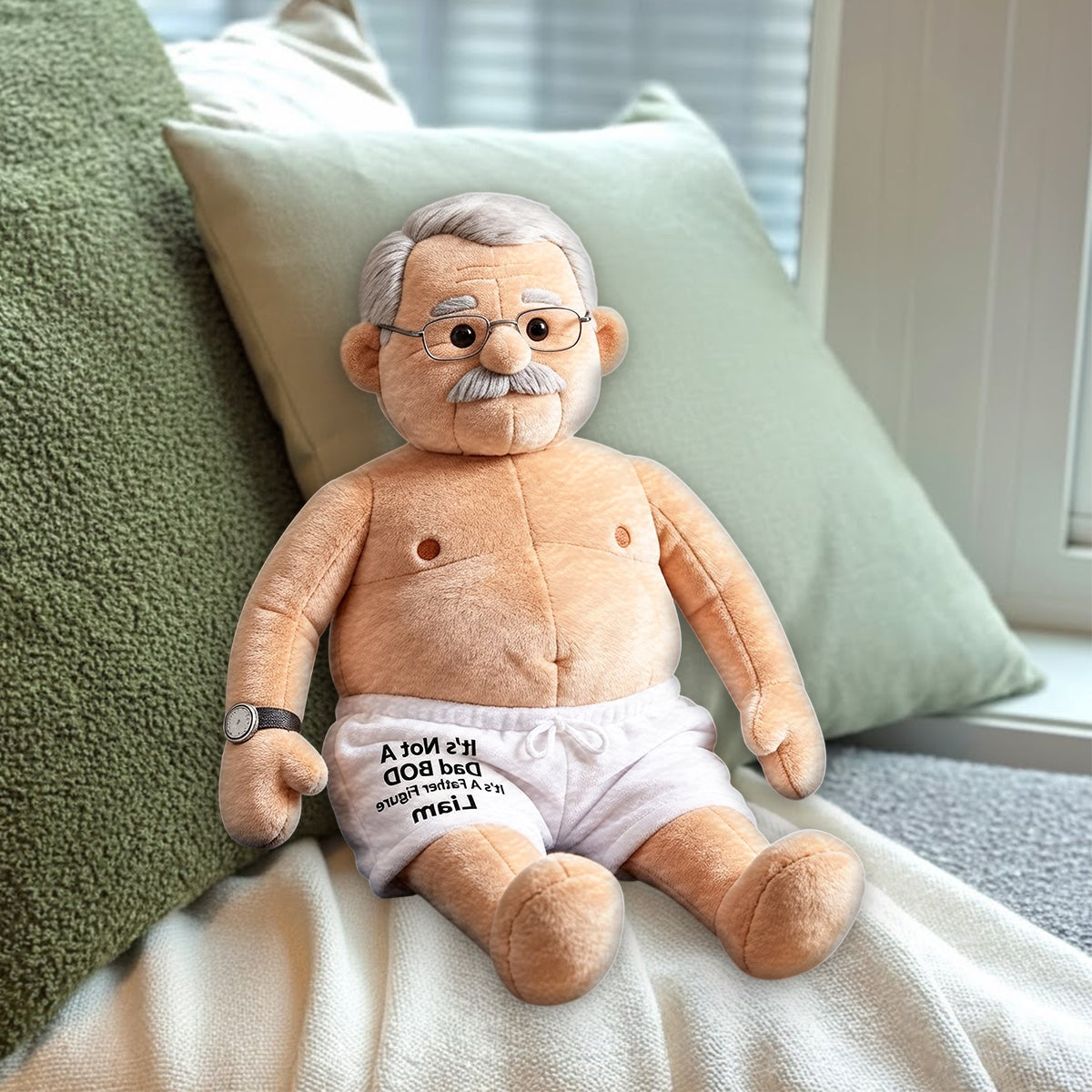 Coussin en Fausse Fourrure Personnalisé - Papa Amusant