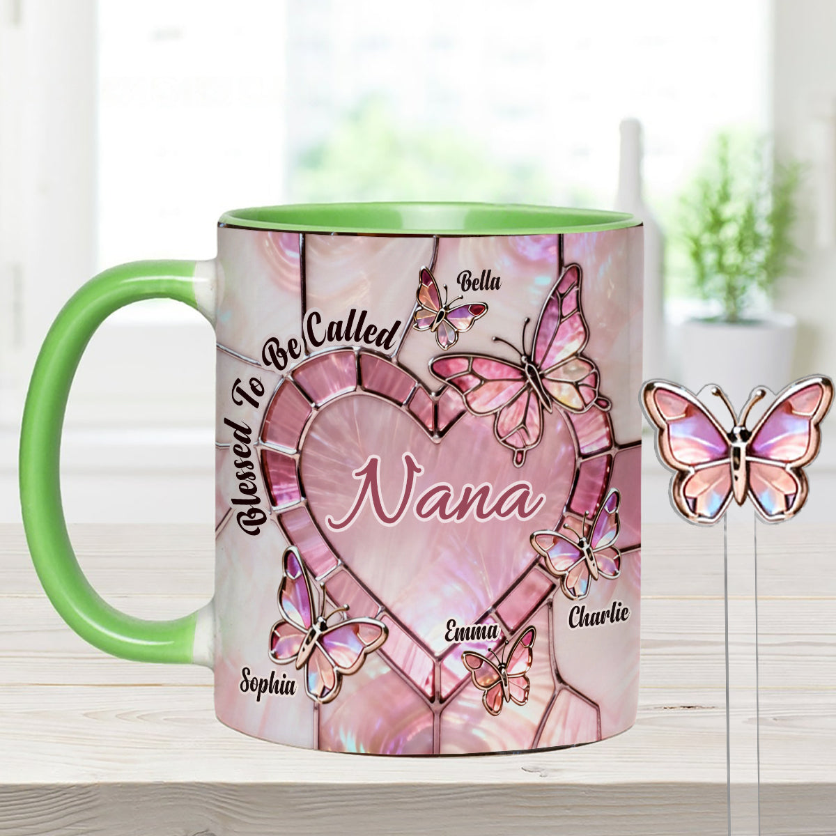 Heureuse d'être appelée Nana, Mama, Gigi, Grand-mère - Mug personnalisé pour grand-mère avec agitateurs en acrylique