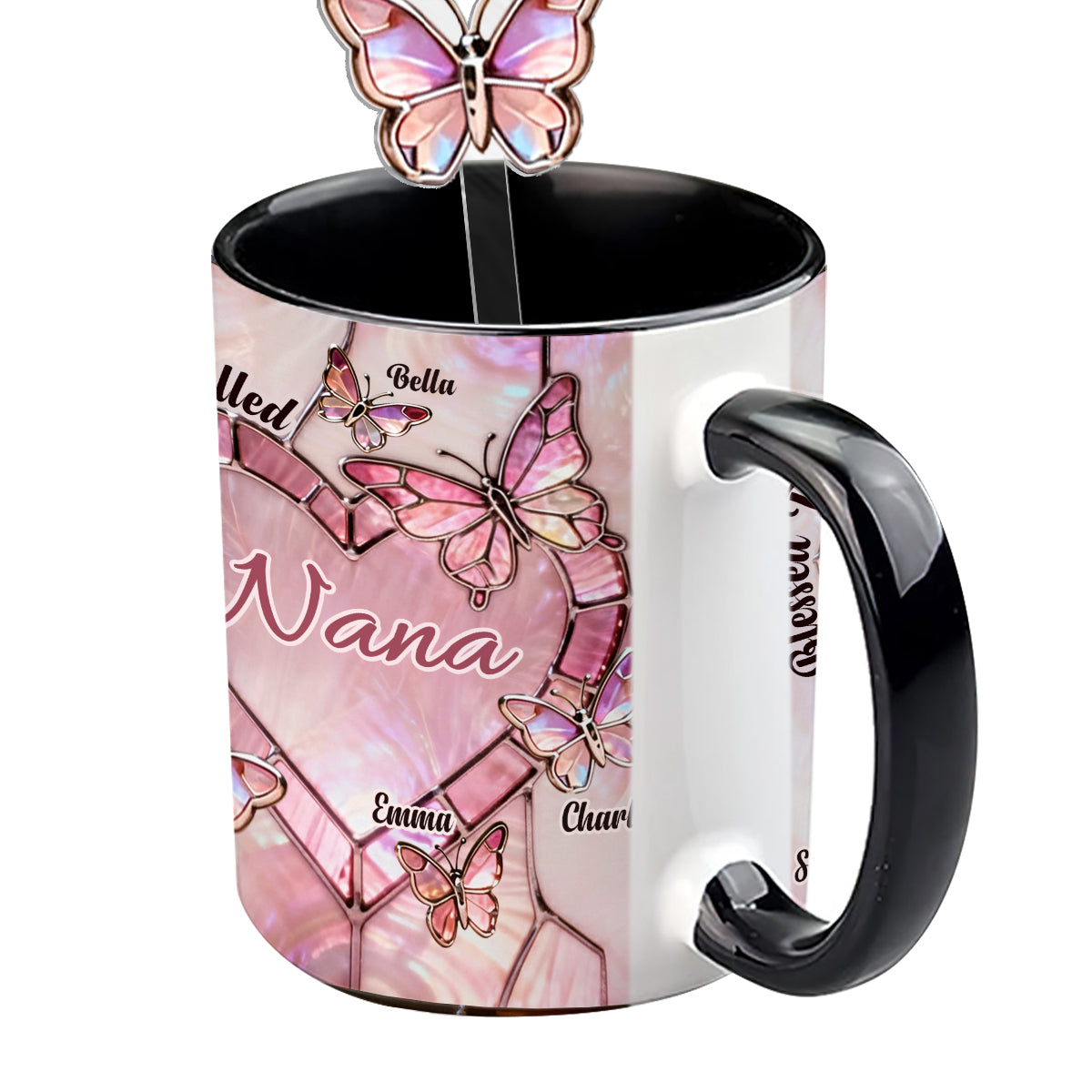 Heureuse d'être appelée Nana, Mama, Gigi, Grand-mère - Mug personnalisé pour grand-mère avec agitateurs en acrylique