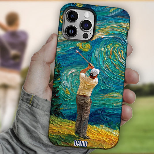 Golfing Under Starry Night - Personalized Golf Full Print Phone Case