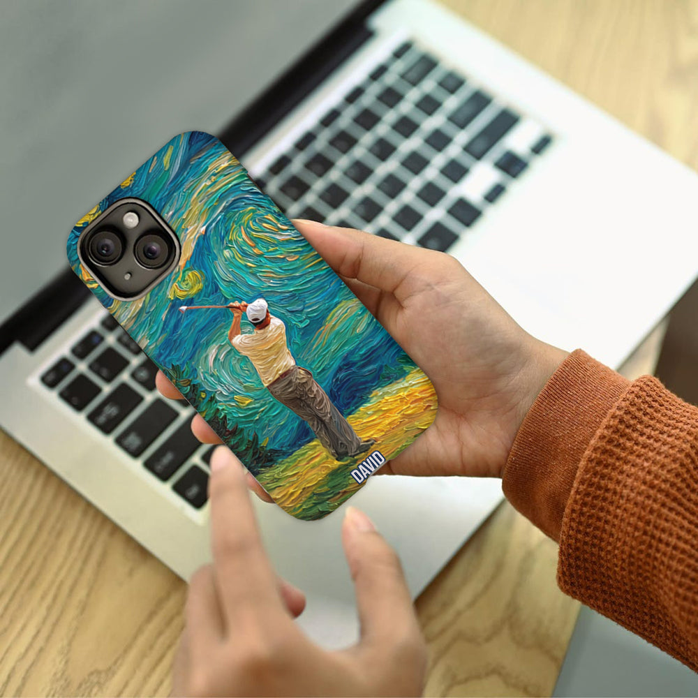 Golfing Under Starry Night - Personalized Golf Full Print Phone Case