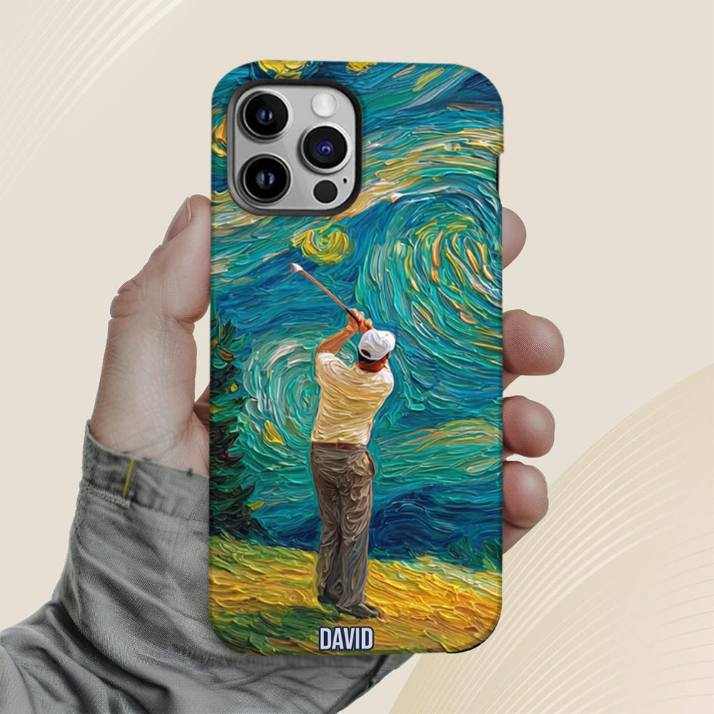 Golfing Under Starry Night - Personalized Golf Full Print Phone Case