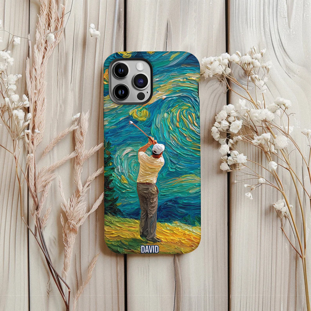Golfing Under Starry Night - Personalized Golf Full Print Phone Case