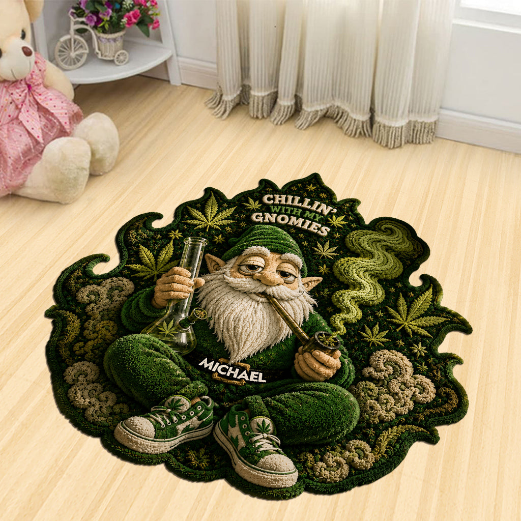 Gnome Fumeur, Il est 420 Quelque Part - Tapis de Porte Personnalisé en Forme de Weed