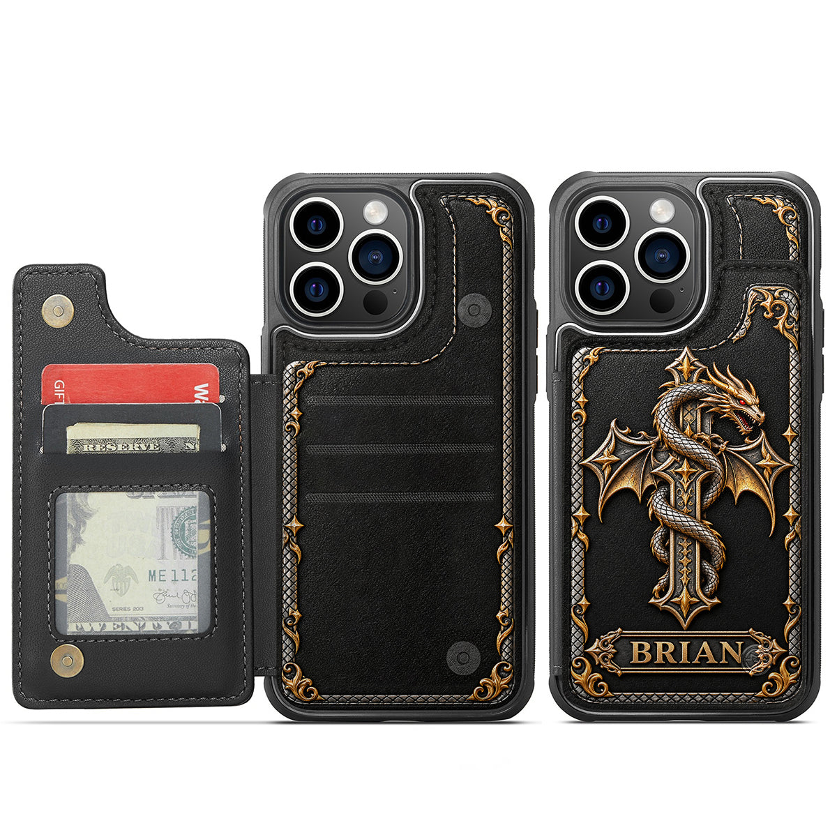 Faith & Fire - Personalized Dragon Fully Printed Wallet Phone Case