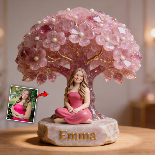 Any Photo Birthstone Style Flower Tree - Personalized Birth Stone Custom Shaped Acrylic Plaque