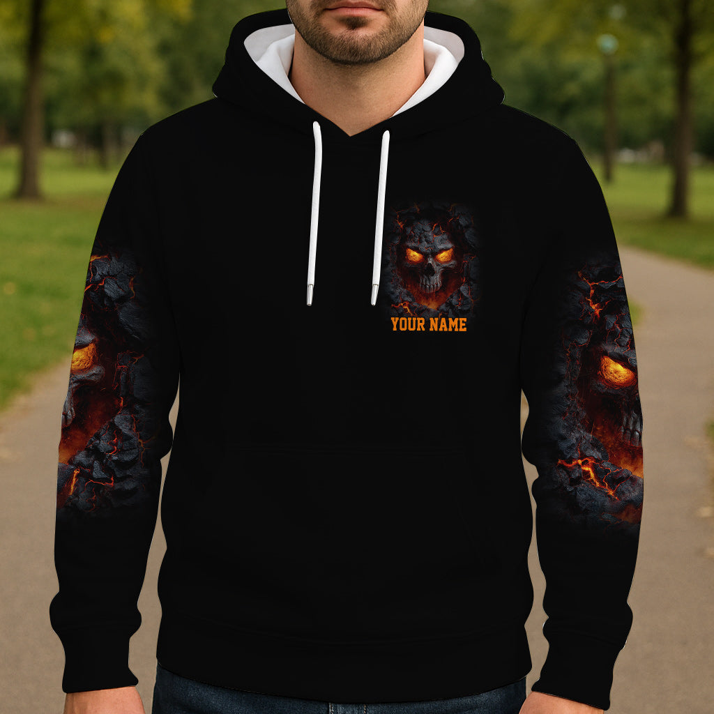 T-shirt personnalisé tête de mort de feu - T-shirt à motif tête de mort intégrale