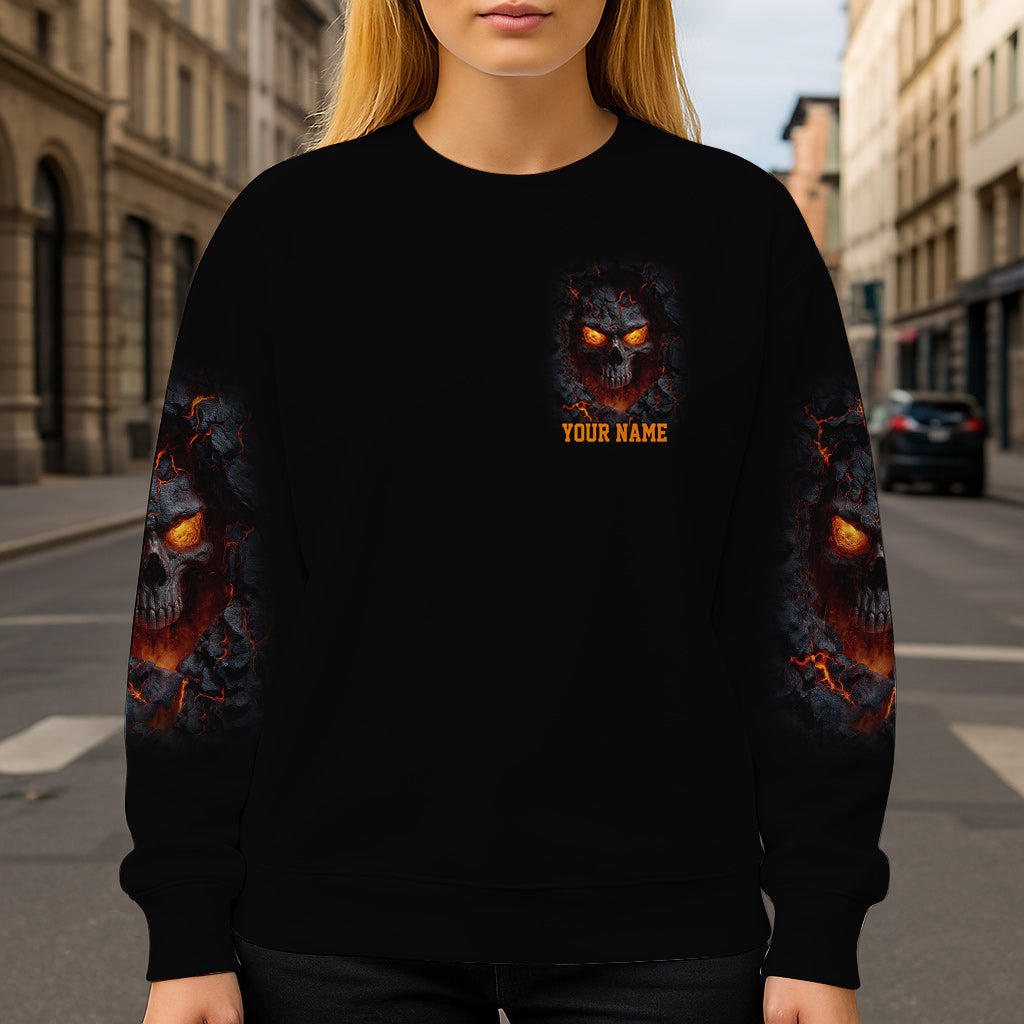 T-shirt personnalisé tête de mort de feu - T-shirt à motif tête de mort intégrale