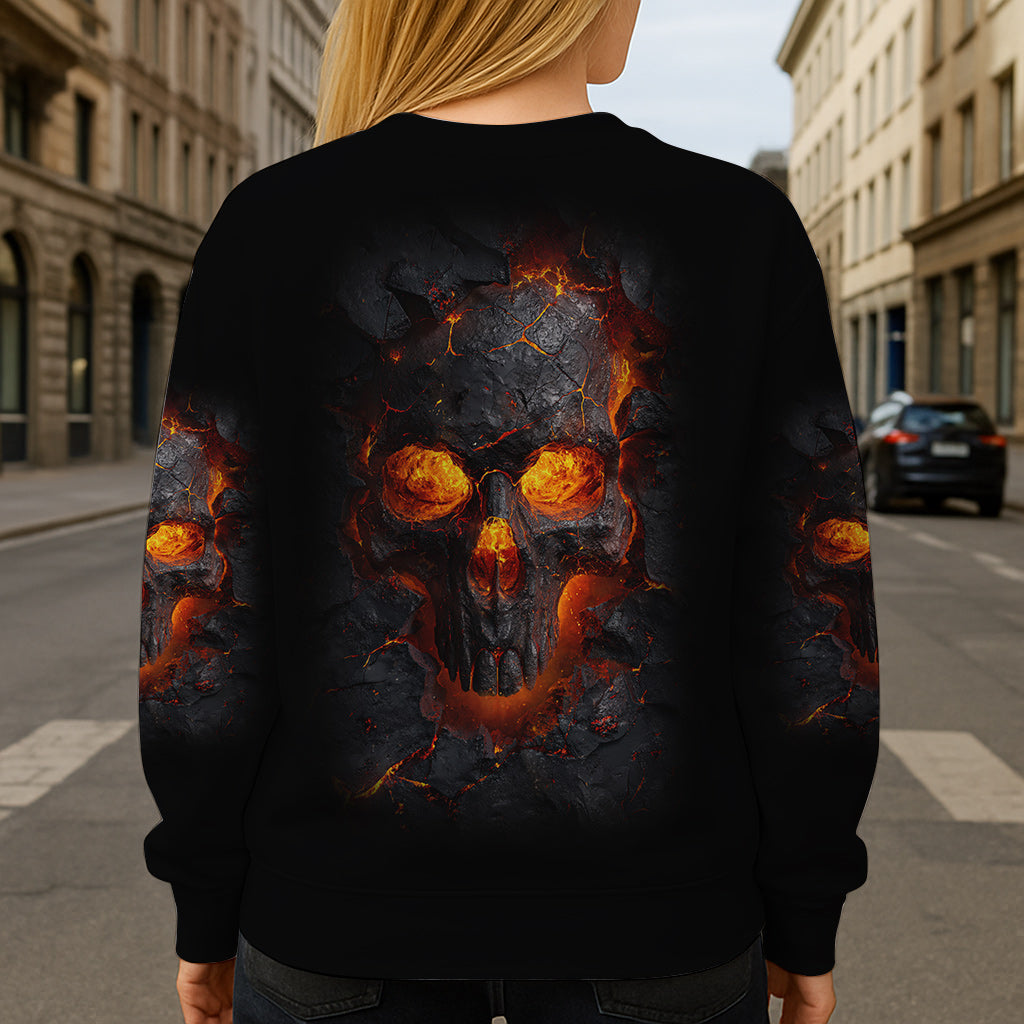 T-shirt personnalisé tête de mort de feu - T-shirt à motif tête de mort intégrale
