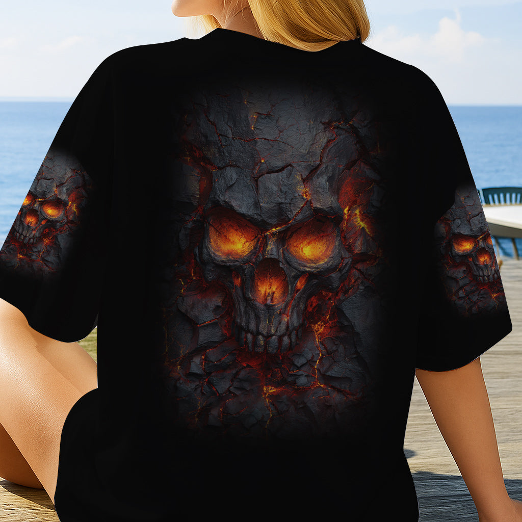 T-shirt personnalisé tête de mort de feu - T-shirt à motif tête de mort intégrale