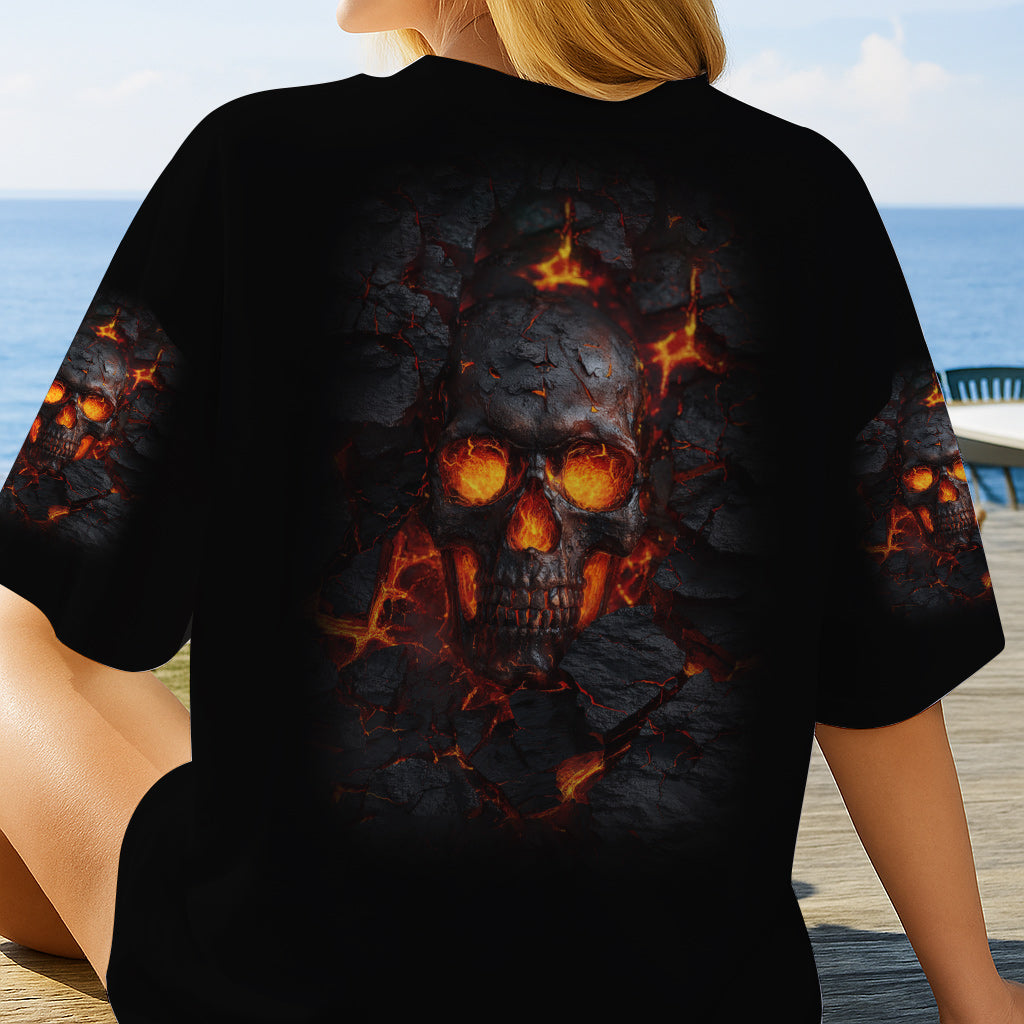T-shirt personnalisé tête de mort de feu - T-shirt à motif tête de mort intégrale