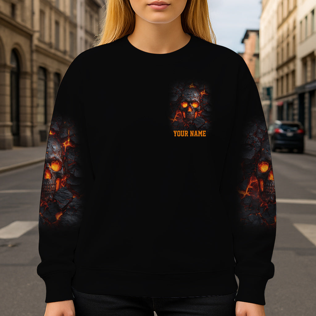 T-shirt personnalisé tête de mort de feu - T-shirt à motif tête de mort intégrale