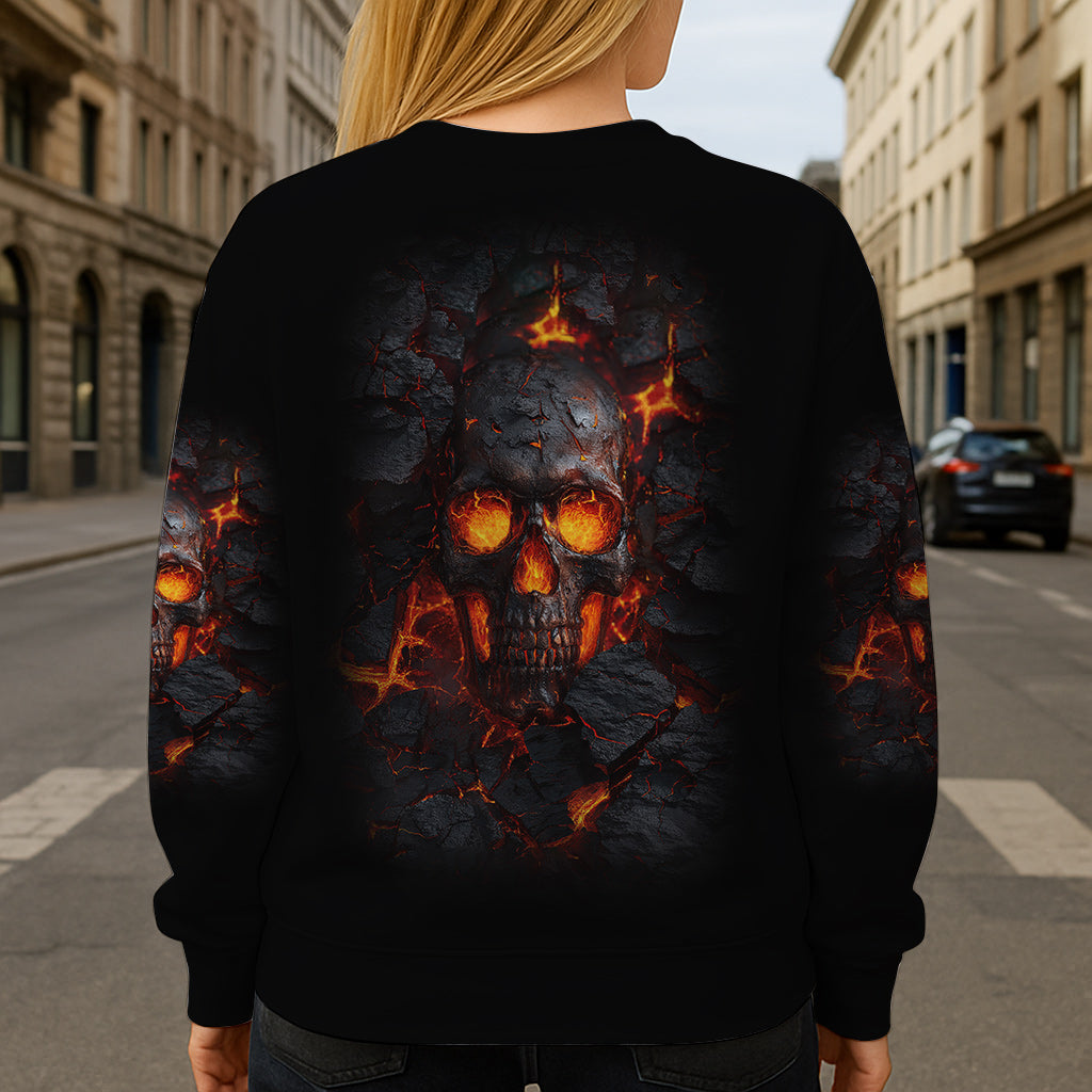 T-shirt personnalisé tête de mort de feu - T-shirt à motif tête de mort intégrale