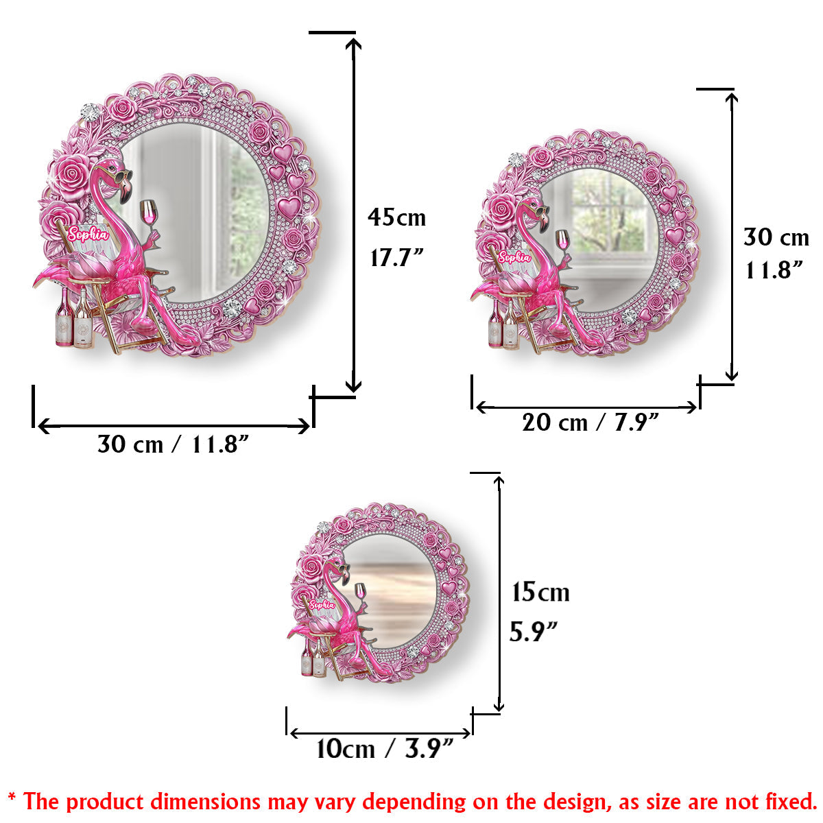 Be a Flamingo In a Flock of Pigeons - Personalized Flamingo Wall Hanging Mirror